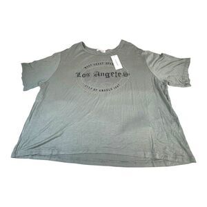 Womens Los Angeles Tee L Green Tshirt Dreaming Rhinestone City Of Angels NEW